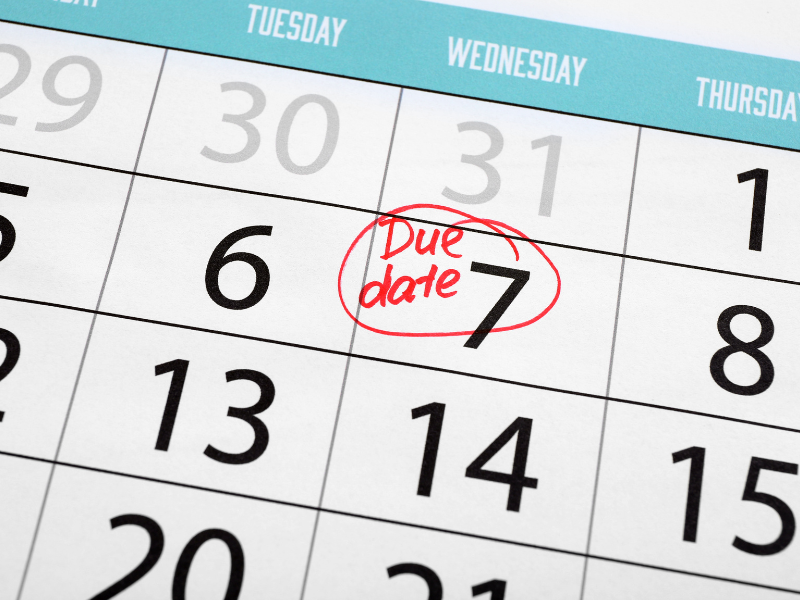 Image of a calendar marking the due diligence period.